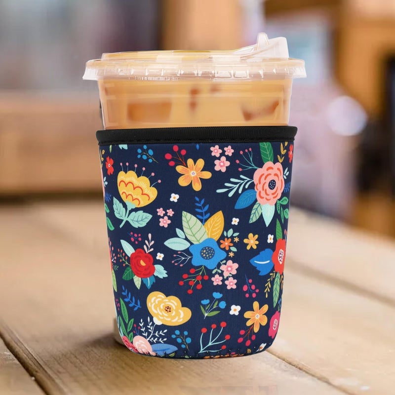 Haevola Reusable 3-Pack Iced Coffee Cup Sleeve, Insulated Neoprene, Beverage Holder for Iced Coffee, Durable Drink Sleeve for Cold Beverages, Lunar Garden - Image 2